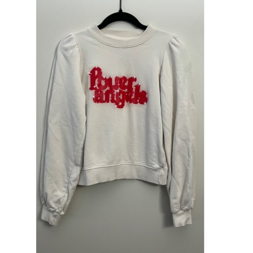 GANNI POWER ANGELS PRINT CREWNECK TOP - Picture 1 of 10